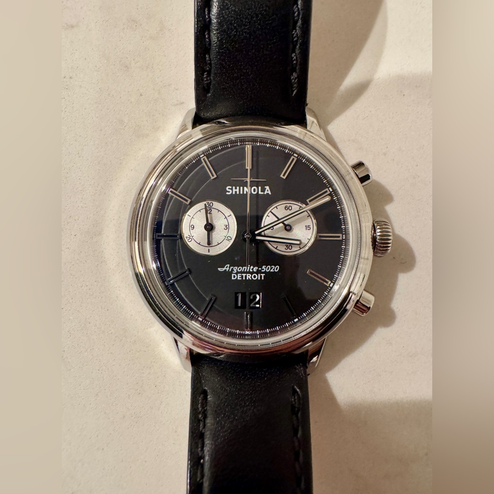 Shinola Bedrock Chronograph Watch with Black Leather Strap - Picture 3 of 14